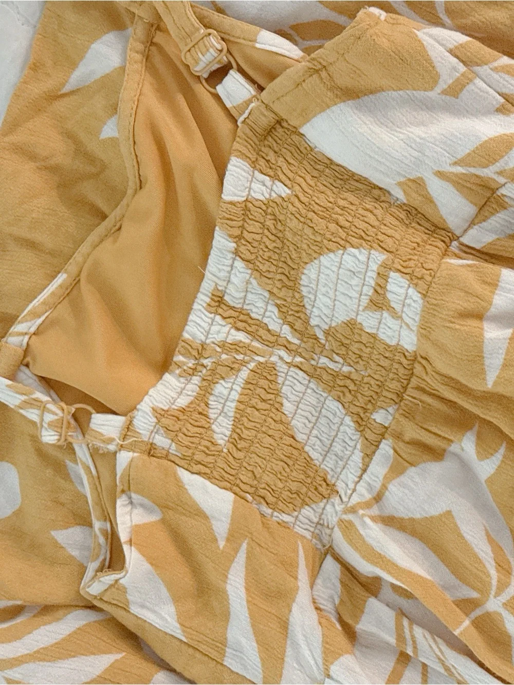 Old Navy Girls Mustard Tropical Midi Sundress Size S (6-7) Adjustable Straps